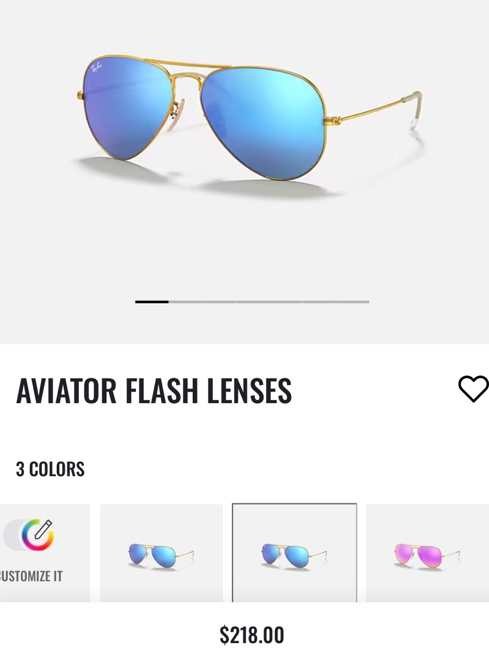 Ray-Ban Aviator Sunglasses - Blue Lenses, Gold Frame